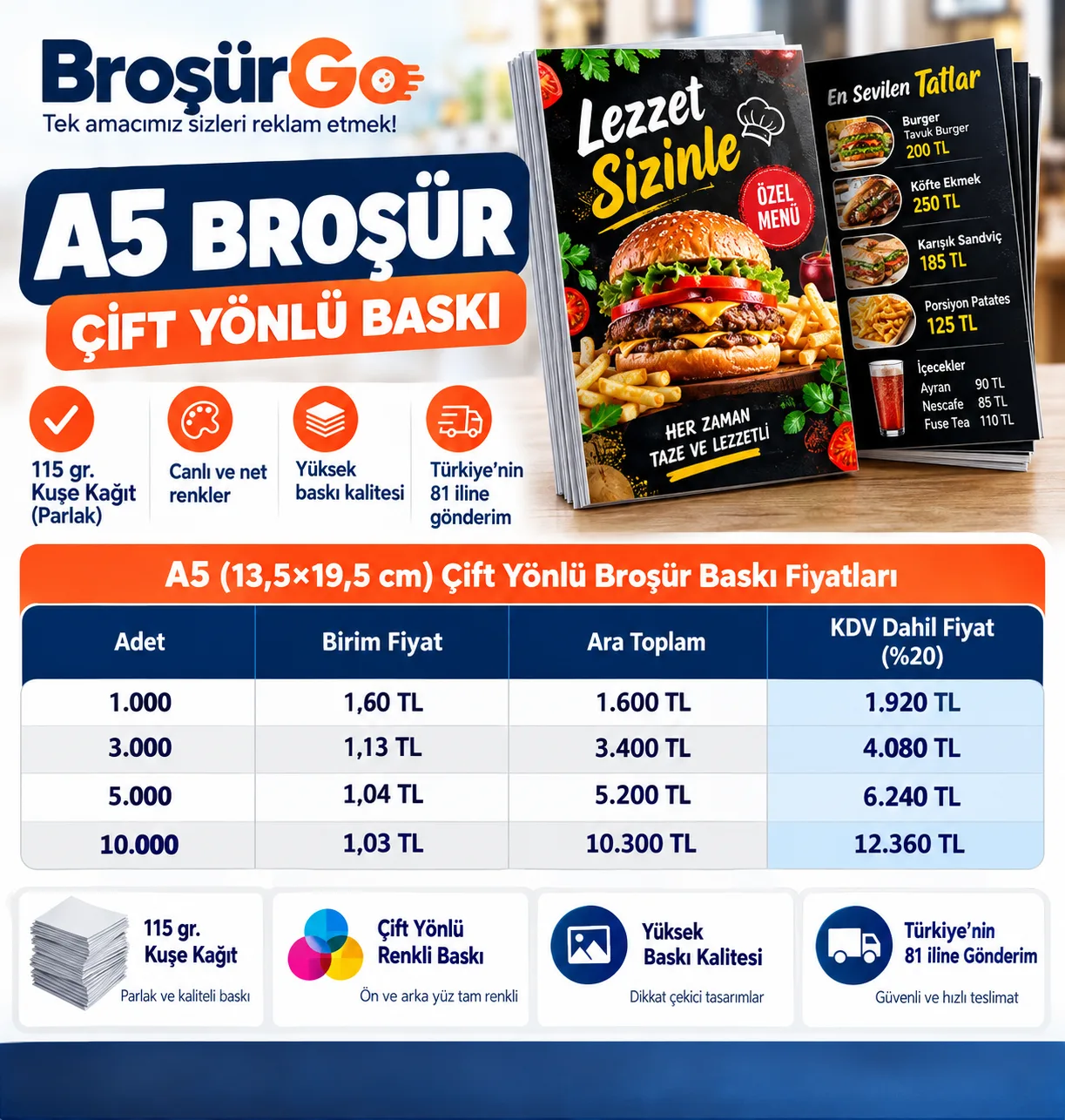 A5 Çift Yönlü Broşür Baskı