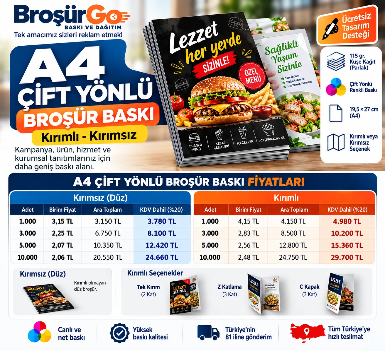 A4 Çift Yönlü Broşür Baskı